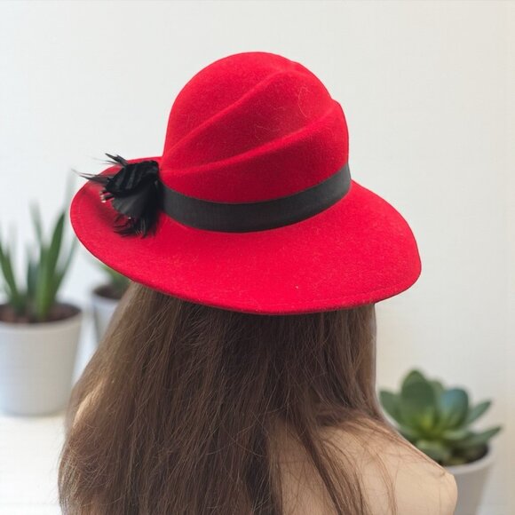 Vintage Red/Black Doeskin Felt 100% Wool Hat Geo Bollman Co. USA Made main image 13